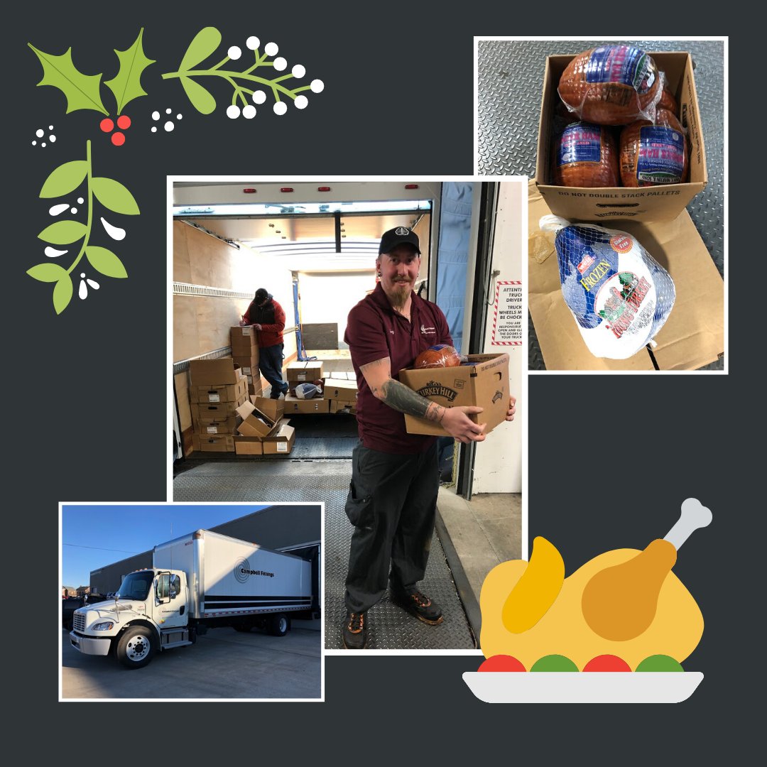 CampbellFitting's tweet photo. Continuing a tradition that goes back further than anybody at Campbell can remember - the Christmas Turkey &amp; Ham giveaway is always a hit. Many of our employees serve them every year for their holiday dinner while others donate them to the Salvation Army.  Happy Holidays! https://t.co/LvhQHP5cO0