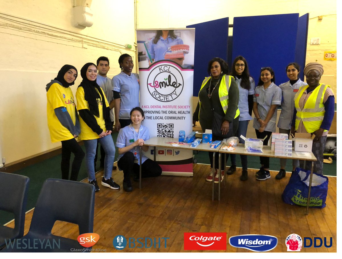 kclsmilesoc's tweet photo. Massive thank you to the volunteers that joined us on our first homeless soup kitchen visit! Huge thank you to the kind donations from @GSK @the_ddu  @BSDHTUK  @ColgateUK @Wesleyan @Wisdom_UK We handed out toothbrushes, toothpaste, interdental brushes, hand sanitisers and pens https://t.co/Aycr1ktJTn