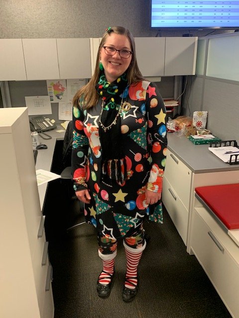 Our National Ugly Sweater Day Winners! Jessica Garcia (Sales &amp; Marketing Assistant), 1st place - received a $50 gift card. Big thanks to all who participated! Congratulations to our winners ! #NationalUglySweaterDay