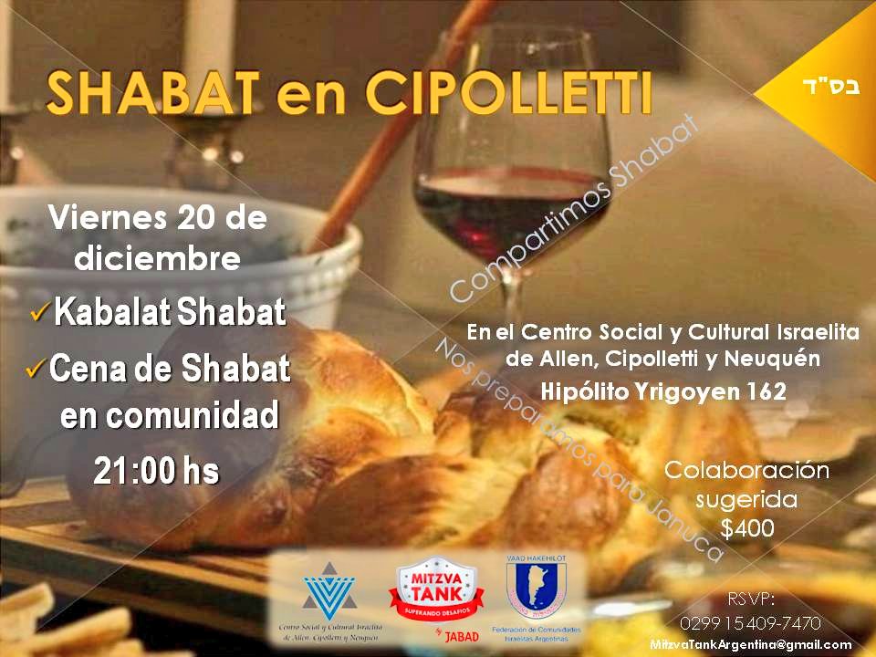 EliahuHamra's tweet photo. #JanucaFederal, Esta tarde Kabalat Shabat y Cena Sabática en la Comunidad de #Cipoletti, Centro Israelita de Cipoletti Allen y Neuquén.
Organizado por #VaadHaKehilot @InfoAMIA y @MitzvaTankArg. https://t.co/9OaLcOgmab