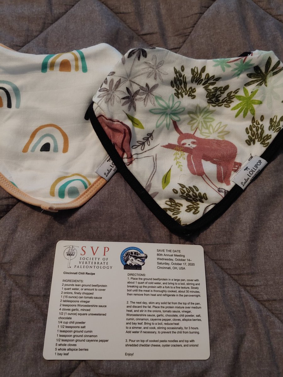docsloth's tweet image. #slothmas bonus!! Got my much desired SVP save the date magnet with the Cincy chili recipe on it, plus a little something for Everlee (aka sloth baby).

Paleo friends are the BEST friends!! Thank you endlessly @Dr_Mastodonna