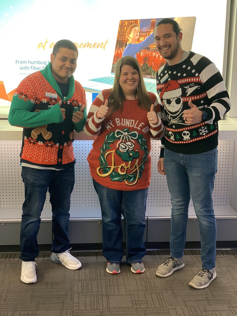 Rockin’ our Christmas sweaters!! #TeamSpringdale #TonyandTheTigers #KAMO #lifeatatt #attemployee #mommatobe #nightmarebeforechristmas #gingerbreadman #christmassweater <a href="/KAMOkonnects/">𝐾𝐴𝑀𝑂</a> <a href="/TonyMagee11/">Tony Magee</a> <a href="/alysonwoodard/">Alyson Woodard</a>