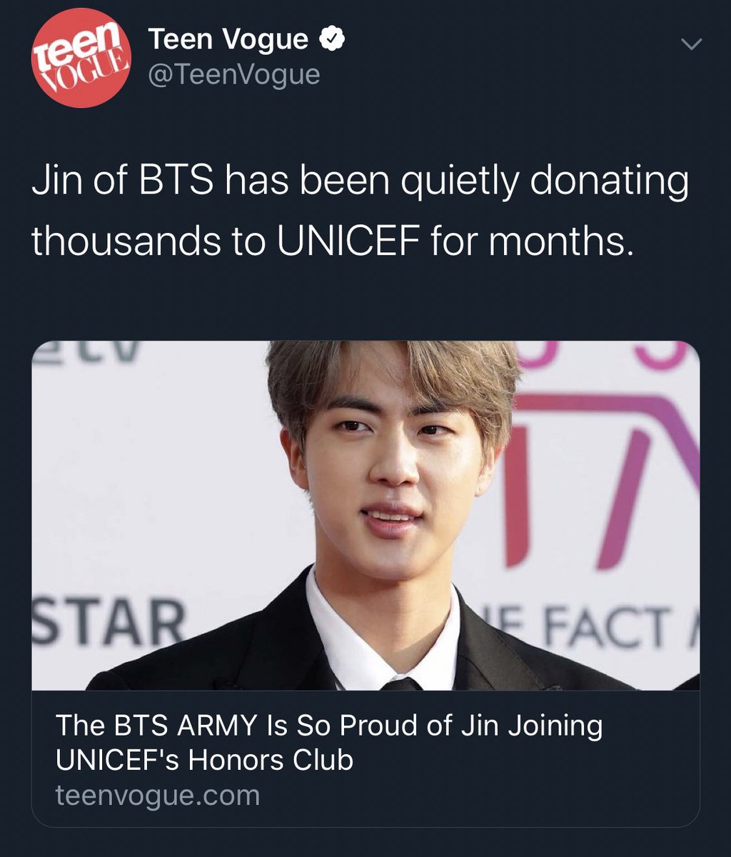 Jin’s love for animals goes far beyond this songDespite his many acts of philanthropy & quiet donations to UNICEF on a monthly basis, Jin also donated huge amounts of dog food to shelters in need. The following year his fans (ARMYs) celebrated his birthday with the same gesture