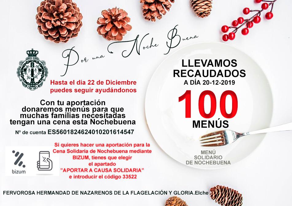 ¡¡Hemos alcanzado los 100 menús solidarios!!

De nuevo muchas gracias a todos aquellos que estáis ayudando a que los más desfavorecidos puedan también disfrutar de estas fechas tan especiales.

Y recordamos que aún se puede seguir donando para llegar a aún más personas.

Gracias!