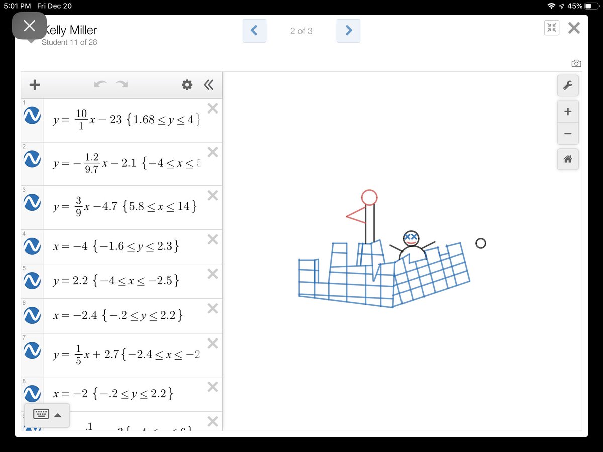 adooz's tweet image. Another fabulous day with 7th and 8th grade Algebra 1 making winter scenes in @Desmos !  Love seeing their creativity in playing with different equations. #iteachmath #mtbos #alg1chat