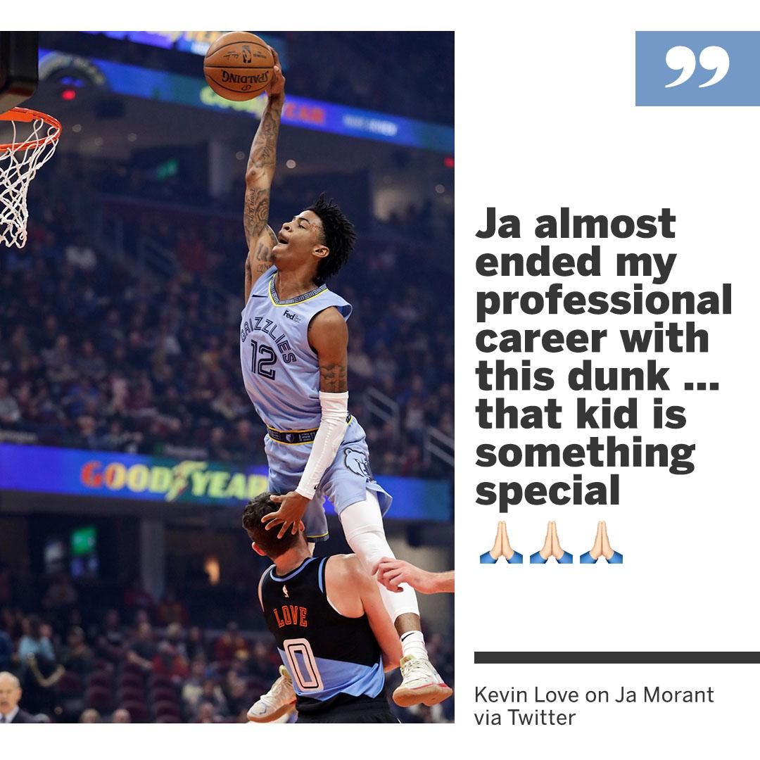 espn's tweet photo. Ja tried it. Kevin Love respects it 💯 https://t.co/I397bZL8G1