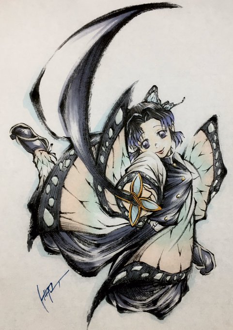 放浪のゲタローさんがTwitterに投稿した胡蝶しのぶ(鬼滅の刃)のイラスト。