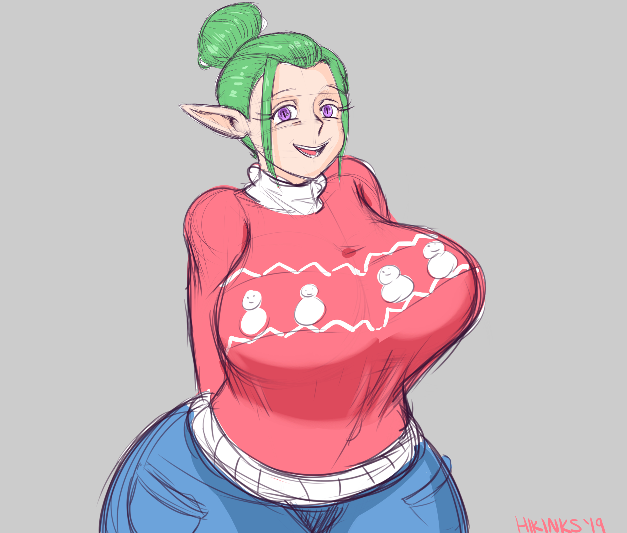 Hikinks on X: Elf Mom in a Sweater (colored sketch) She says to meet her  under the mistletoe. {O.C} t.coWSTK1mCTug  X