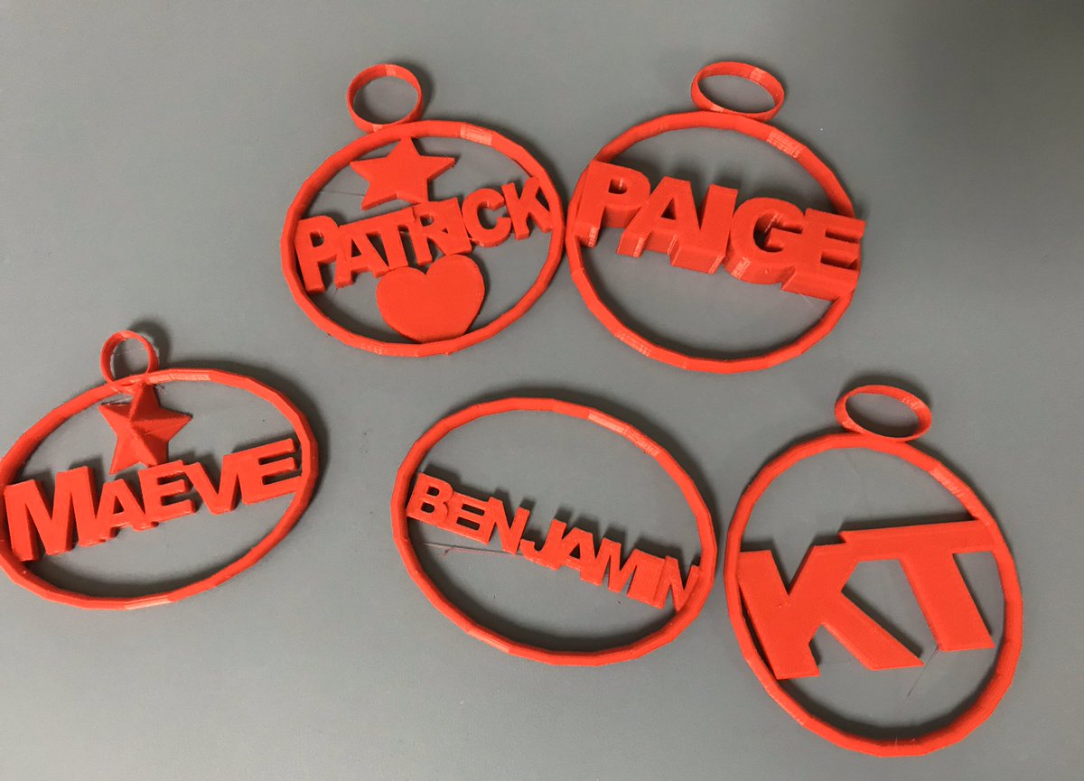 VBaxter4th's tweet photo. My 4th graders designed ornaments in @tinkercad and printed on our @makerbot #stemd205 #makerspace @FieldD205 @D205Foundation @MakerEduCollect https://t.co/4Yk5K2y8bU