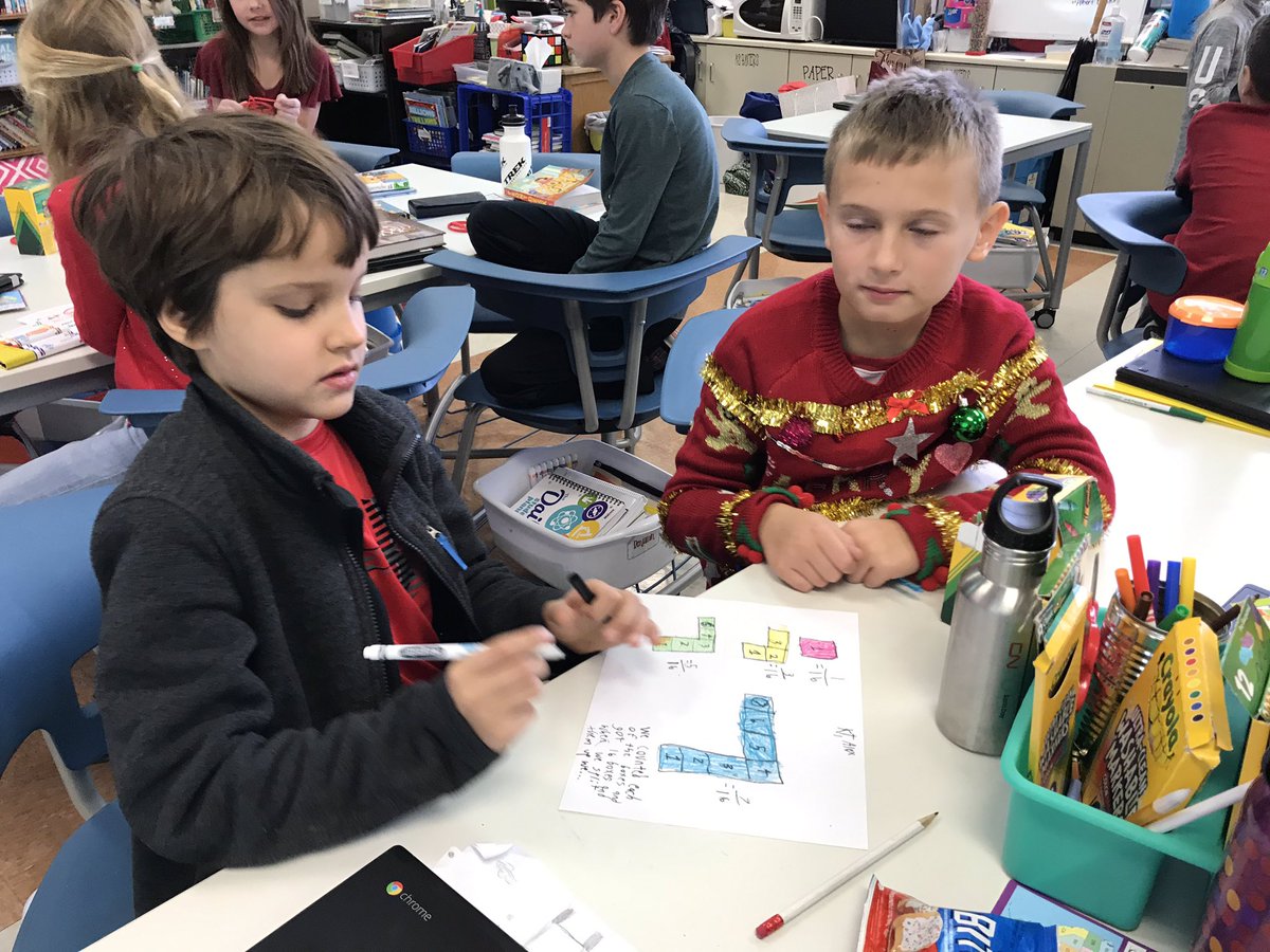 VBaxter4th's tweet photo. Working with partners to figure out the area and fraction of each color in the artwork.  #mindsetmathematics #STEMd205 #ignited205 @joboaler @FieldD205 https://t.co/lxKFYzr3kA