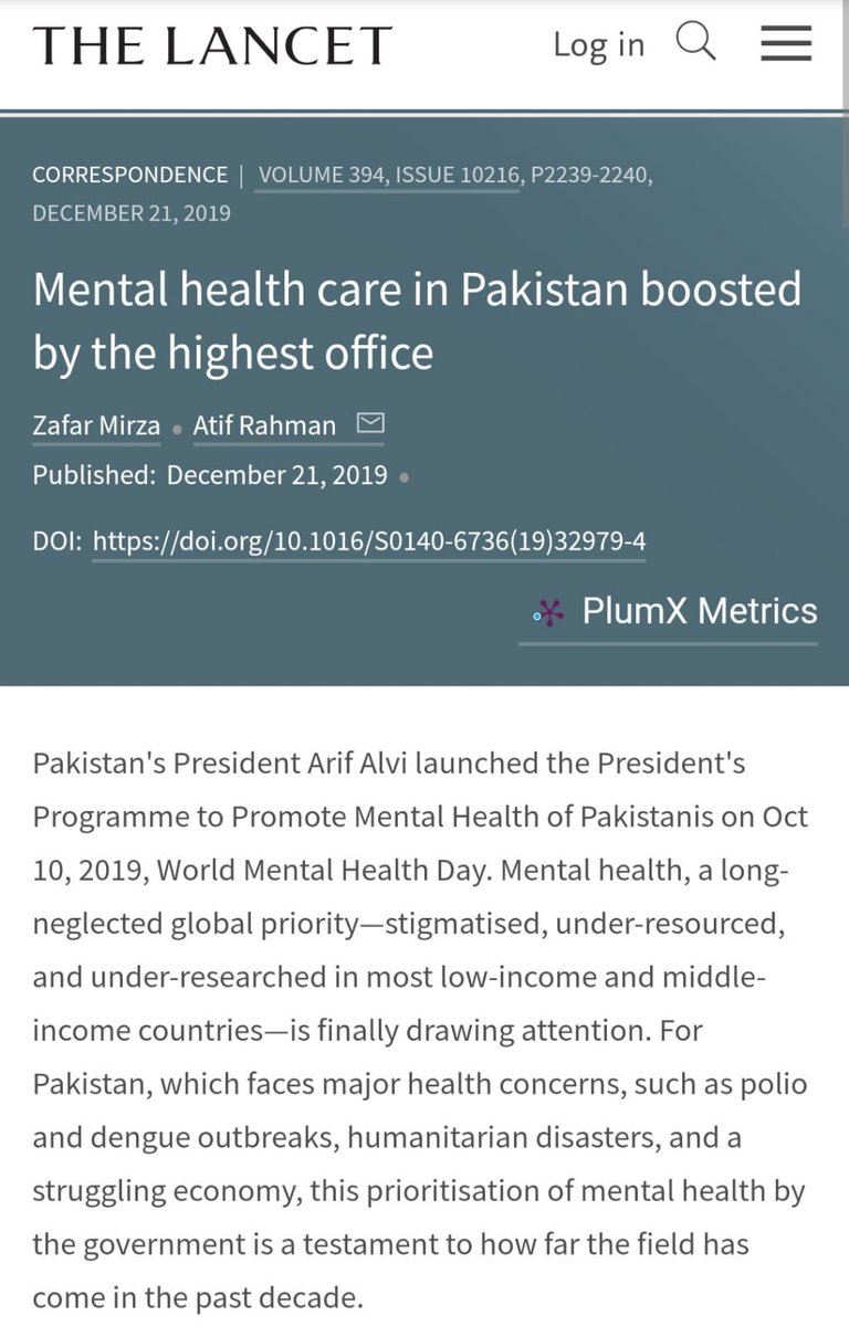 141/ Mental health care boosted by the President of Pakistan. thelancet.com/journals/lance…
