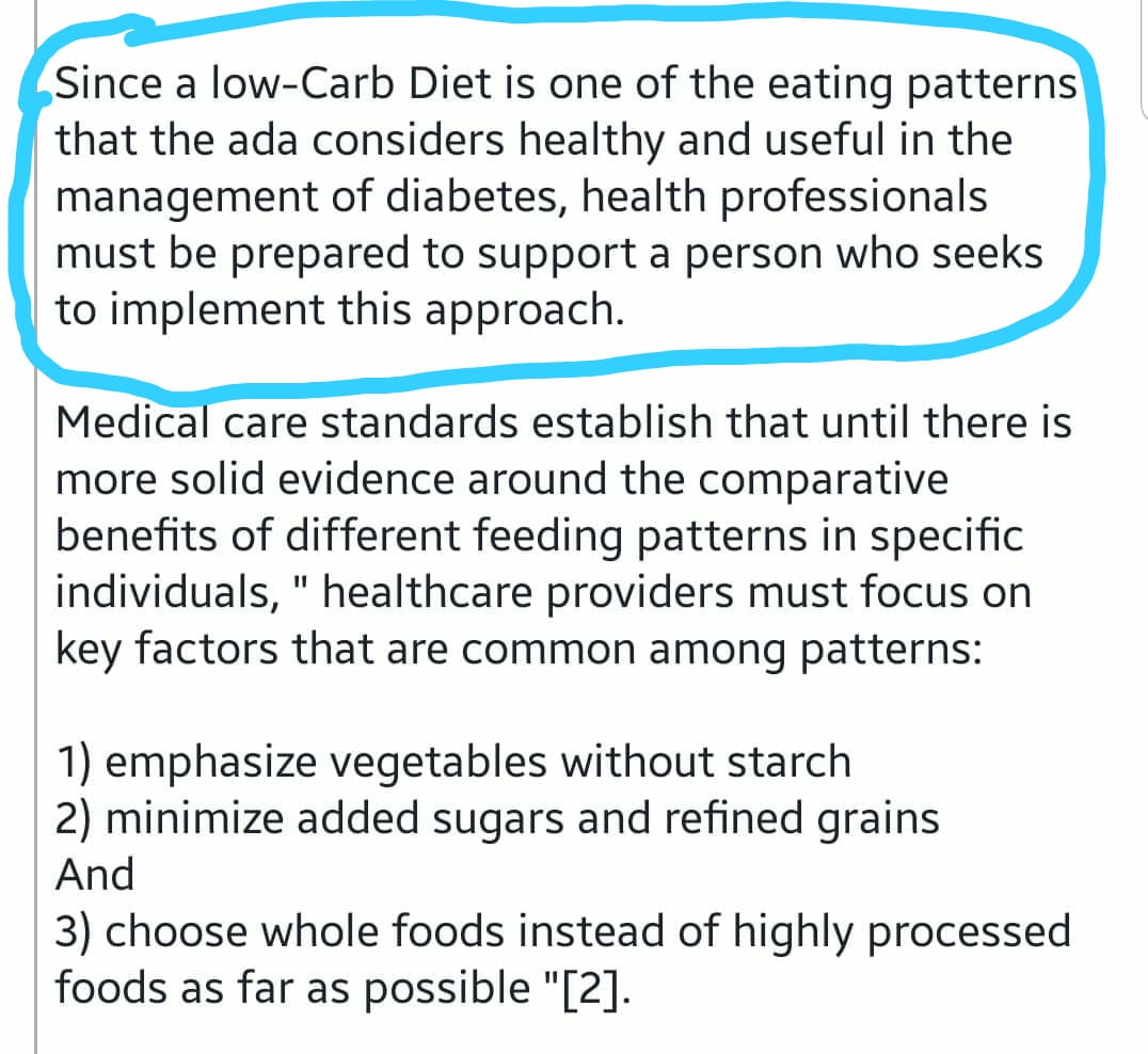 Big win for Low carb. AGAIN.
ADA std of care 2020 again recommends it. Thanks for sharing it <a href="/sirisharma5/">Sirisha Mantha</a> &amp; @lchfRD
<a href="/dlifein/">Anup Singh - Founder CEO dLife Healthcare Pvt Ltd</a>
<a href="/aga_pallavi/">Dr. Pallavi Aga</a>
<a href="/drandyphung/">🔥Sugar vs 🔥FAT</a>
<a href="/sarah4info/">Sarah Rice</a>
<a href="/lowcarbGP/">Dr David Unwin</a>
<a href="/ProfTimNoakes/">Tim Noakes</a>
<a href="/ProfFeynman/">Prof. Feynman</a>
@LowCarb_love
<a href="/sandeepvarma15/">SandeepVarma</a>
<a href="/anupsoans/">Anup Soans</a>
<a href="/FatEmperor/">Ivor Cummins</a>

care.diabetesjournals.org/content/43/Sup…