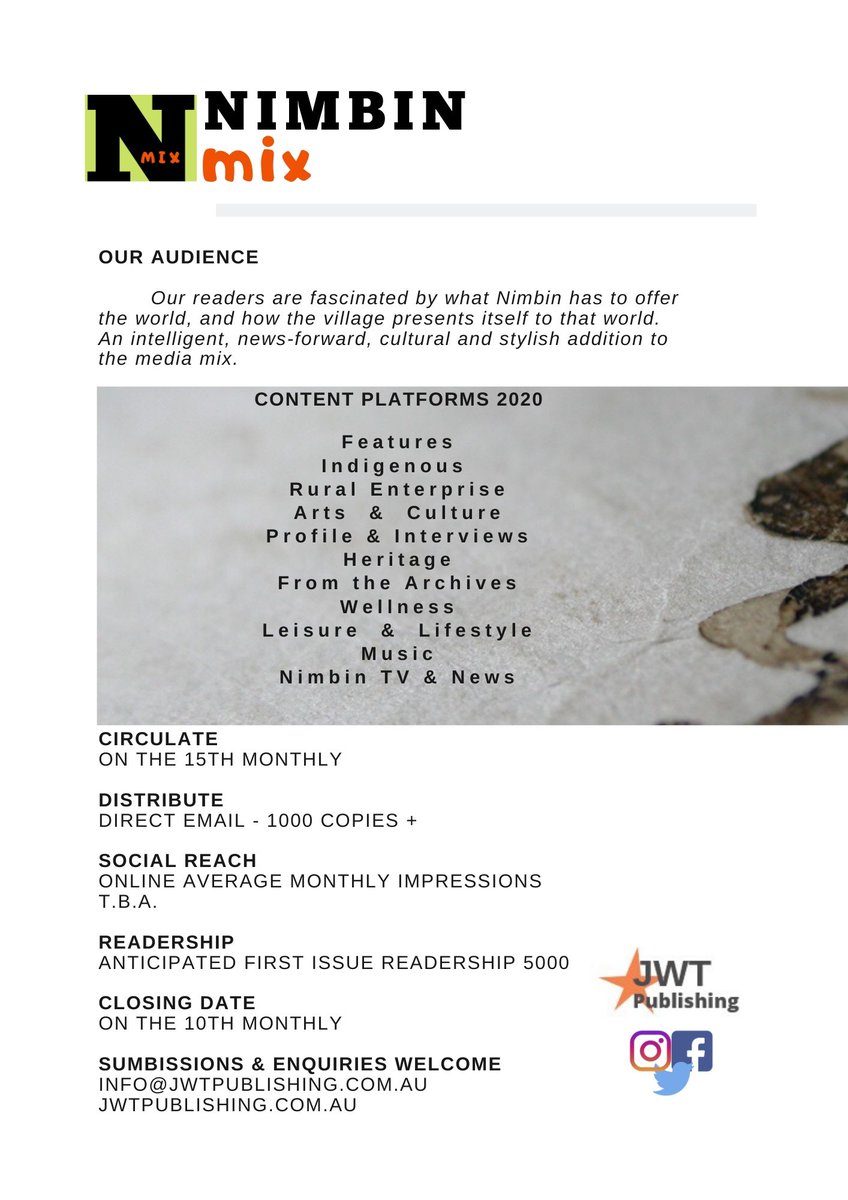 AAAEventMedia's tweet image. #NimbinMix Monthly in #Nimbin
#Features #Indigenous #RuralEnterprise #Arts #Culture #Heritage #History #Wellness #Leisure #Lifestyle #Music #NimbinTV and #News - #Submissions welcome x 10th every month Released on 15th #monthly #Magazine