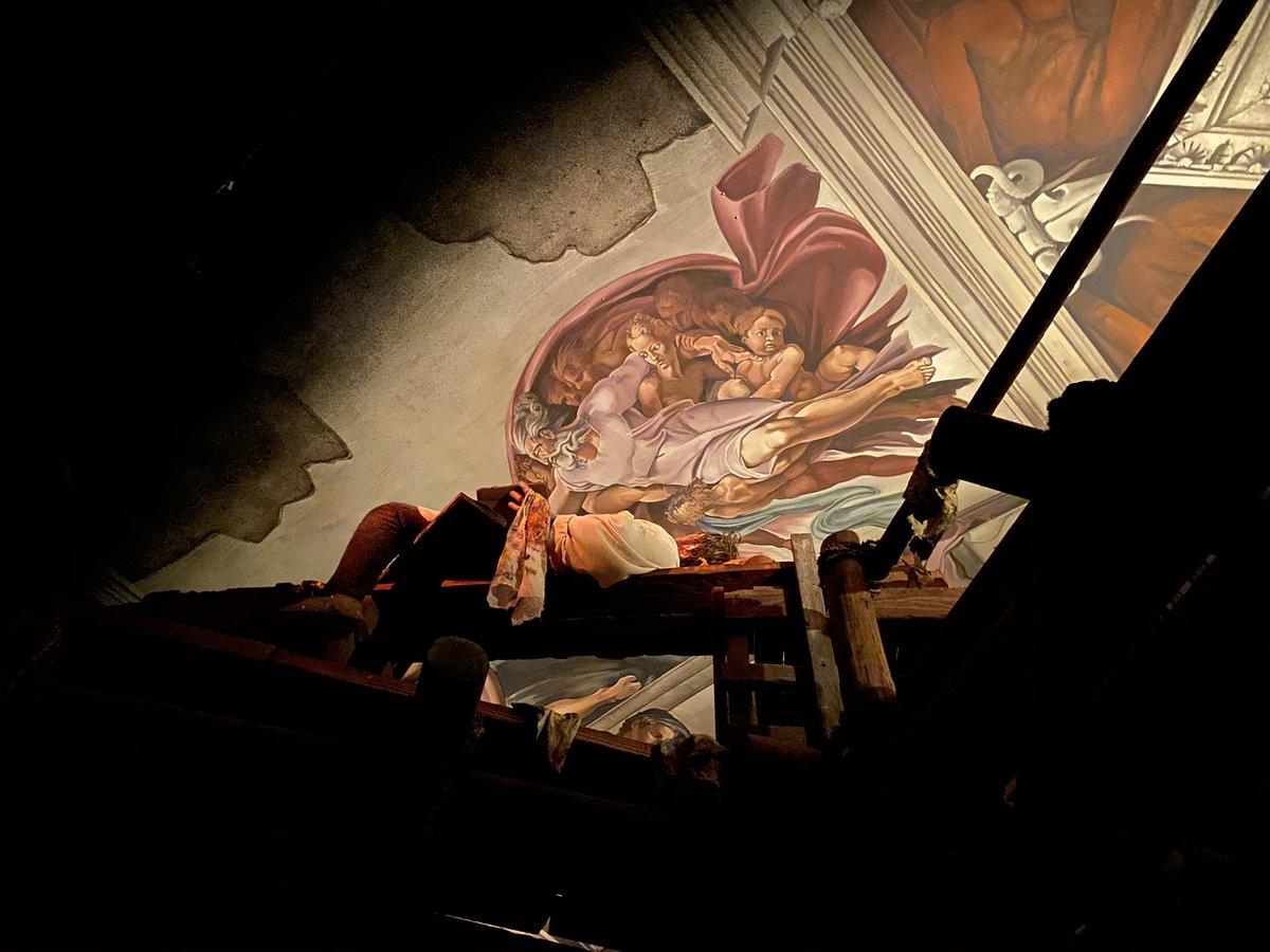 WDWNT's tweet photo. Spaceship Earth is looking really rough. Lots of burnt out lights, sections of stars off, and animatronics malfunctioning. Michelangelo isn’t painting, the mathematics teacher’s mouth doesn’t move, and the caveman has a broken arm. #WDWNTfix https://t.co/ruQa7jkb0T