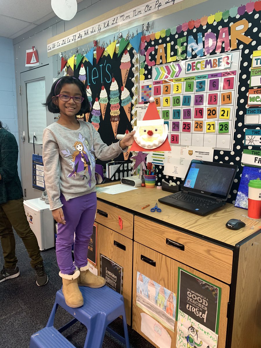 Happy holidays! Our student teacher taught us how to make a Santa craft! It’s also her birthday today! We loved it!