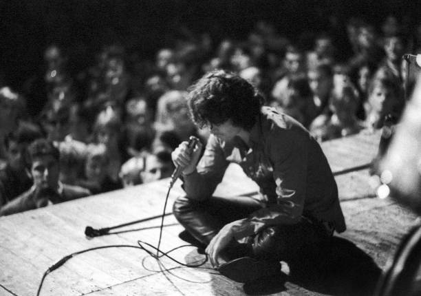 Jim Morrison on stage in Germany, 1968. Photo by Michael Montfort.