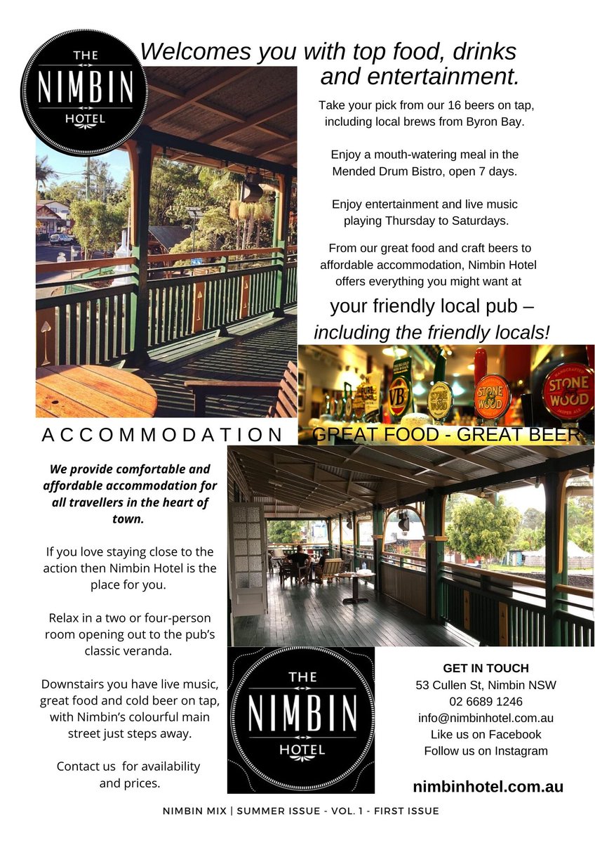 AAAEventMedia's tweet image. #Nimbin #NimbinMix #monthly 
NEXT ISSUE JAN 15th, 2020. 

LOOKING for Great #Food, Great On Tap #Beers and welcoming friendly  #Accommodation #Australia #Holiday #Travel #tourOz #Backpackers