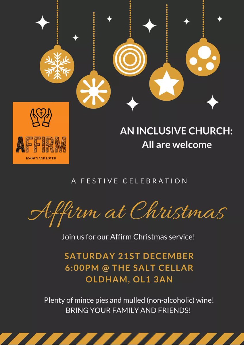 So looking forward to our Affirm at Christmas service tomorrow!!! 

6pm @SaltCellarOrg 😁

#inclusivechurch #AllAreWelcome