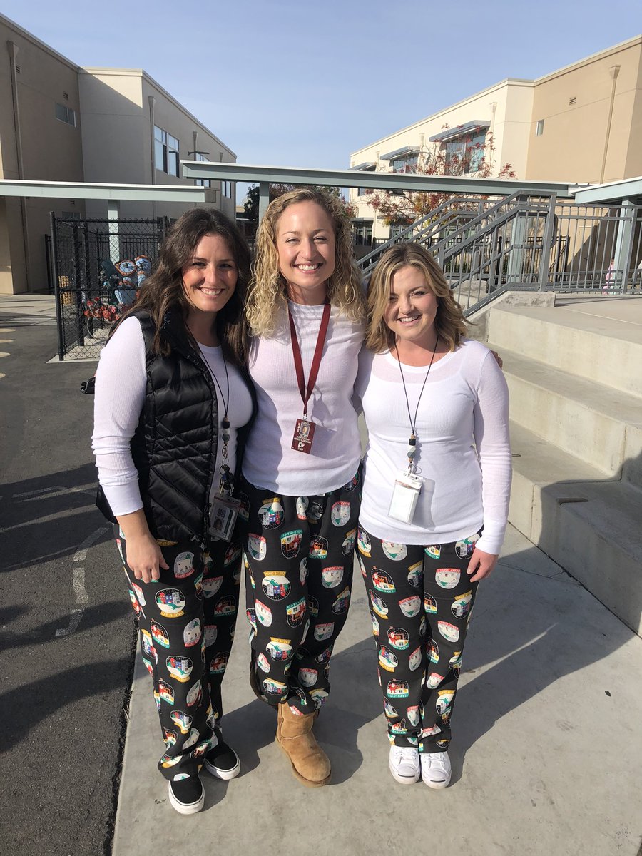 msjennaro's tweet photo. Pajama jammmmmmin!!! @AESowls  love my coworkers @MissLittlejohn2 besties 👱🏼‍♀️👩🏻👩🏼‍🦱 https://t.co/X6nt3DO1f1