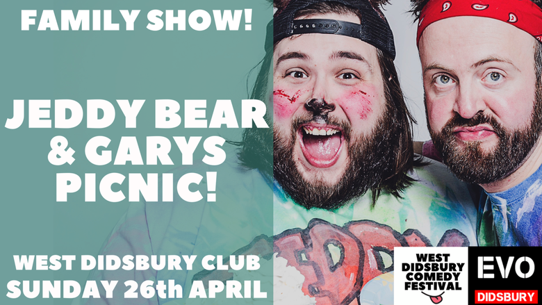 Jeddy Bear &amp; Gary's Picnic
Sun 26th Apr 12:30pm <a href="/westdidscomfest/">West Didsbury Comedy Festival</a>
The West Didsbury Club, Burton Road #Manchester
TICKETS jokepit.com/organisers/694…
#LiveComedy Jed Salisbury <a href="/jedns/">ً</a> &amp; Gary Jennison <a href="/Garyjcomedy/">Gary Jennison</a>
Supporting <a href="/francishouseCH/">Francis House</a>
Sponsored by <a href="/EvoDidsbury/">Evo Didsbury</a>
#westdidscomfest