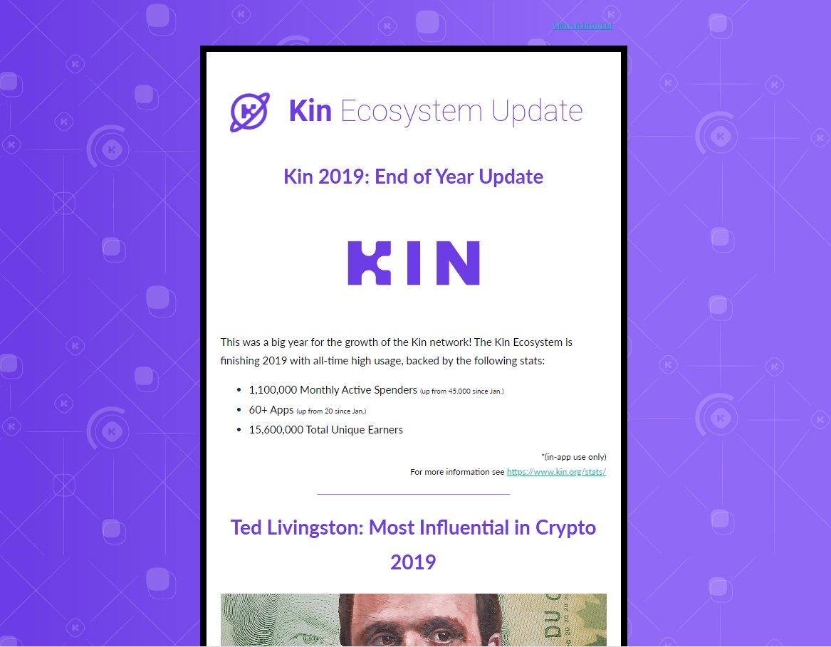 Kin_Ecosystem's tweet photo. Miss the latest Kin Ecosystem Update? Catch it here:

Kin 2019: End of Year Update:
https://t.co/u2WvG4o5wj

$kin #cryptocurrency #blockchain #mobileapps #financialinclusion https://t.co/9iTWOizrjk