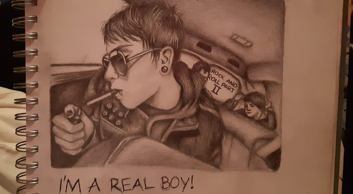 CaraArts's tweet photo. MCR is back! 

My drawing of @FrankIero &amp; @gerardway &amp; @mikeyway!

 @MCRofficial #mychemicalromance #mcrreunion #MCR https://t.co/RchdKZnjK0