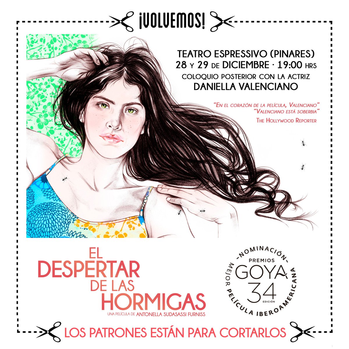 eldespertarcr's tweet photo. EXCELENTES NOTICIAS: Para quienes no la han visto 🐜🐜🐜 @eldespertarcr se presentará el próximo 28 y 29 en @espressivocr (Pinares). Habrá conversatorio con Daniella Valenciano. Las entradas a la venta acá: https://t.co/BF728ZUy3H https://t.co/Akucj1ZLSR