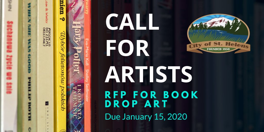 sthelens's tweet image. The St. Helens Arts &amp;amp; Cultural Commission is requesting proposals from qualified artists to paint two outdoor book drops at the St. Helens Public Library. 

Deadline: January 15 
More info: ci.st-helens.or.us/bc-acc/page/ar…