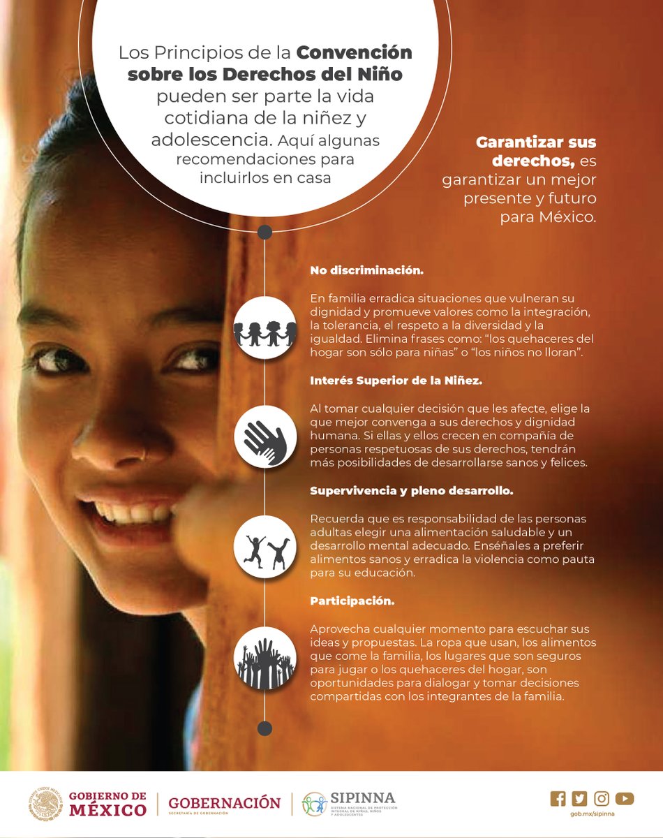 SIPINNA_MX's tweet photo. Los Principios de la Convención sobre los Derechos de la Niñez pueden ser parte la vida cotidiana. Aquí algunas recomendaciones para incluirlos en casa. #SIPINNA #CDN30 #EsSuDerecho 👶🏾👧🏾👦🏾👇🏾 https://t.co/5wJWEvVeQI