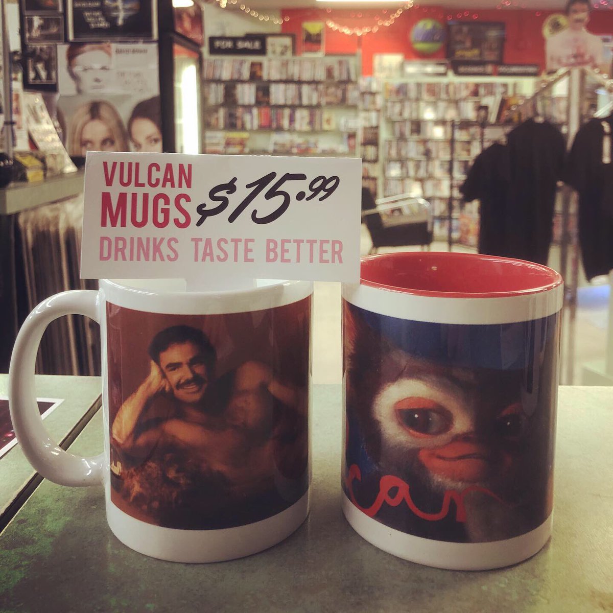VulcanVideoATX's tweet photo. Austin, Texas! Our Vulcan mugs are back in stock! ☕️ They make the perfect holiday gifts so stop by your friendly neighborhood video store and pick one (or all of them) up today!🖖 #vulcanvideo #austintexas #happyholidays https://t.co/vKg2xYQolu