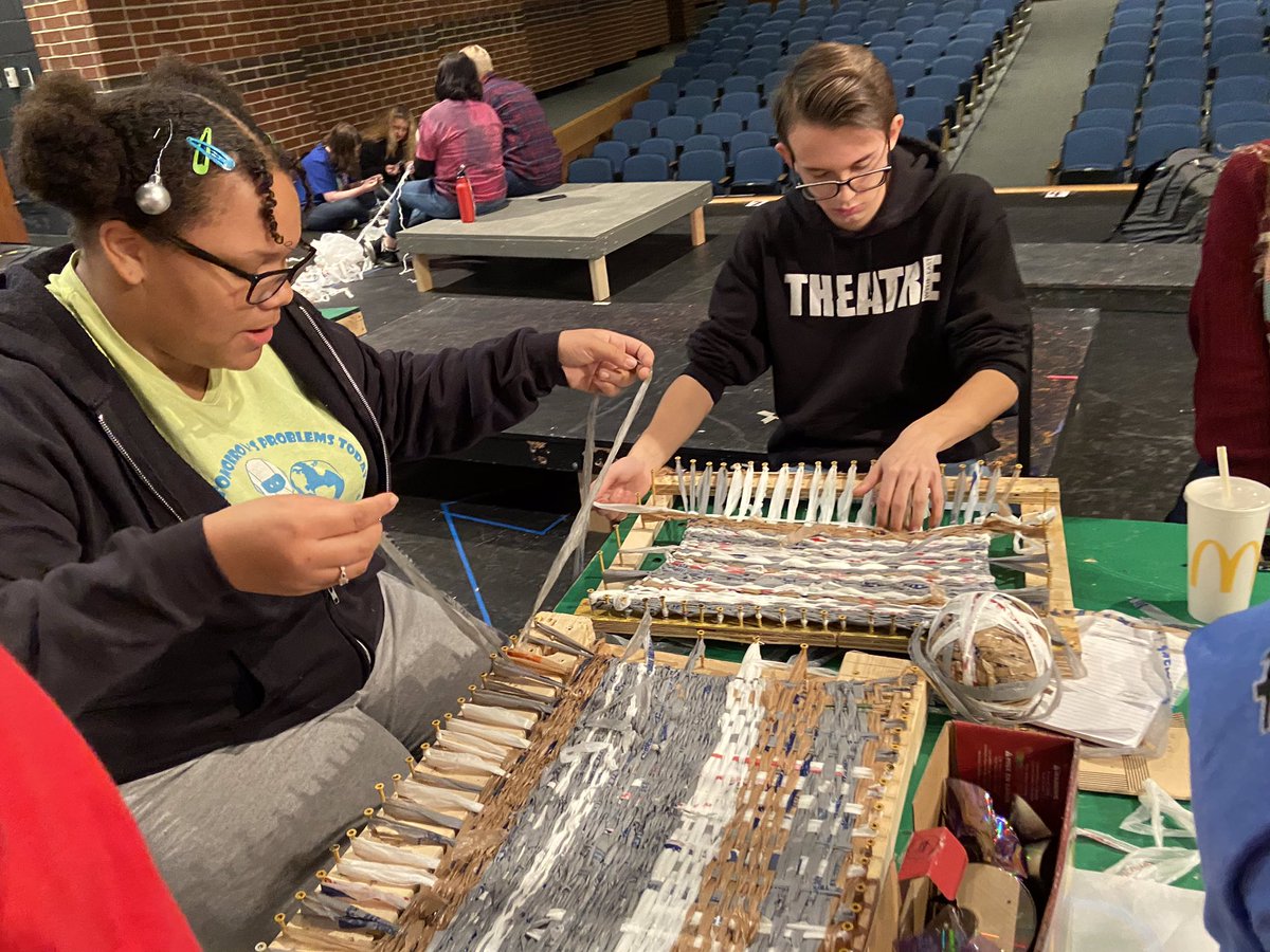 Director_D_WEHS's tweet photo. @WEHS_Raiders  @backstagebekka @Wylie_Fine_Arts @DavidVinsonWISD kids hard at work after everyone else has gone home!  What dedication- what creativity!  100% sustainable set! https://t.co/cLrctCTXgq