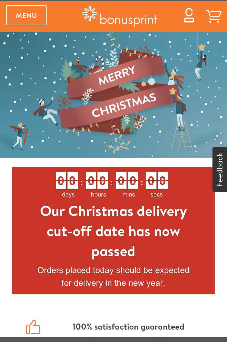 ProBonoHolsHero's tweet photo. @bonusprint can you tell me more about your 100% satisfaction guarantee? What’s the flip side and redress, when you fail this?
For Christmas delivery, why didn’t you say orders to be placed by, say Dec 2nd, instead of promising delivery for the last 3wks and failing? #bonusprint https://t.co/3rR2MqYwL3