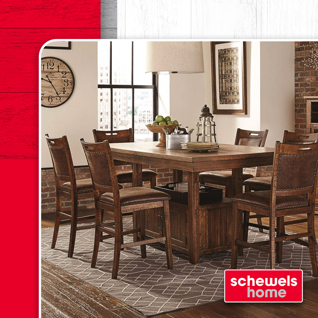 SchewelsHome's tweet photo. Who wouldn't love to host Christmas dinner at this beautiful kitchen table?! Counter height with a rough oak finish, this 6-chair and table set is a must-have for rustic-inspired homes! Shop the table online, or come see it in person!
https://t.co/hi9OHOgpXE
•
#schewels https://t.co/X9seeE8Ffw
