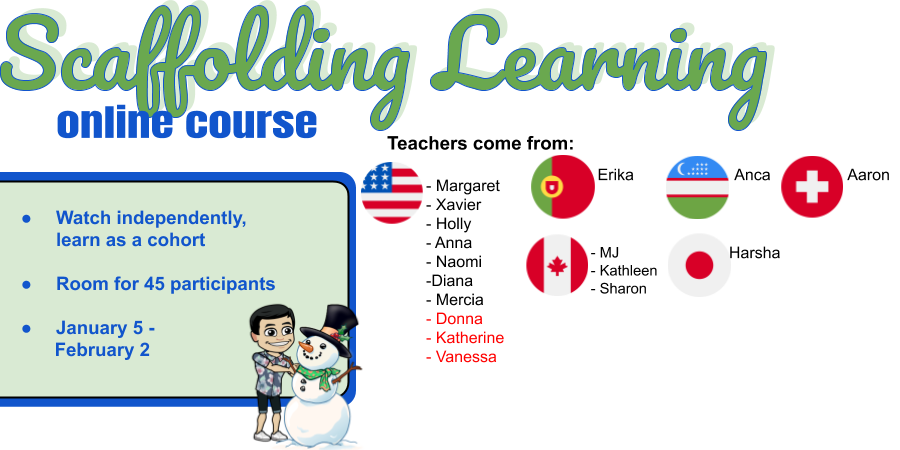 TanKHuynh's tweet image. Welcome Donna, Katherine, &amp;amp; Vanessa from @WilkesCoSchoolsn to the #ScaffoldingLearning online course starting Jan 5. 

28 more spots available. 🎉Winter sale ends Dec 31st. ☃️

empoweringells.com/online-pd/ 

#esl #eal #ell #eld #esol #tesol #ellchat