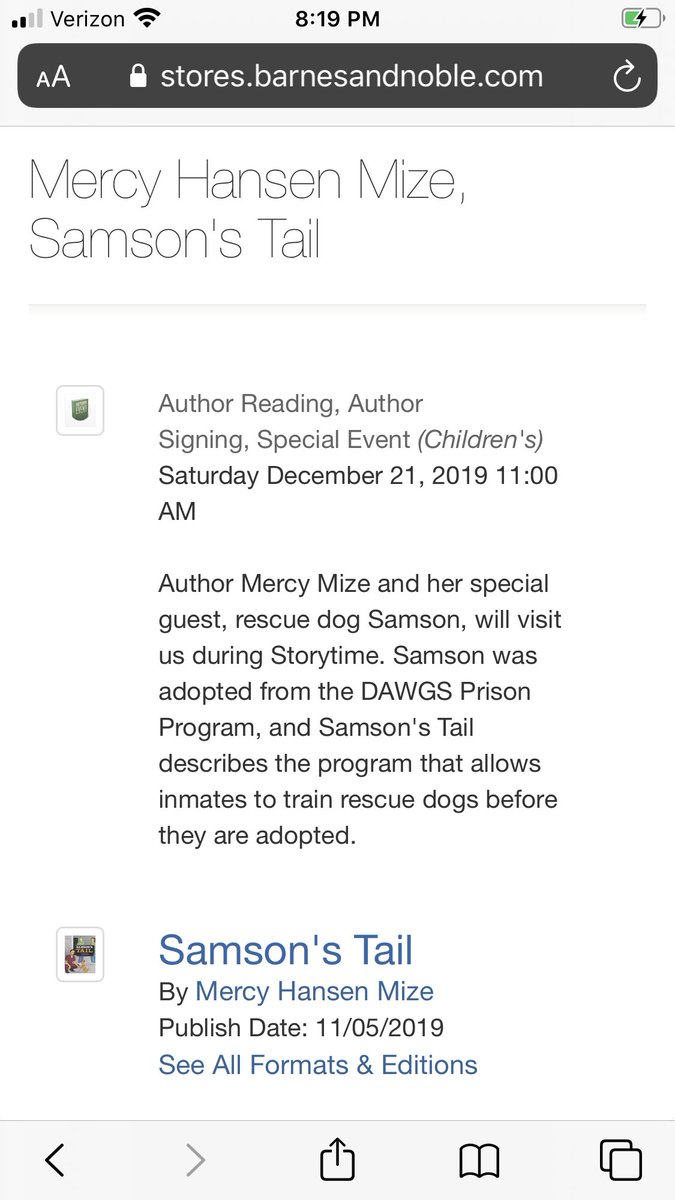 samsonstailbook's tweet photo. So excited for my last reading/signing of the year at Barnes and Noble in Plymouth Meeting!  Stop on by, meet Samson, and pick up a signed copy of Samson's Tail for all the kiddos and dog lovers in your life (it makes the perfect gift)! Hope to see you there!❤️🐾🐕📚🎁 https://t.co/LSJ4HxECDQ