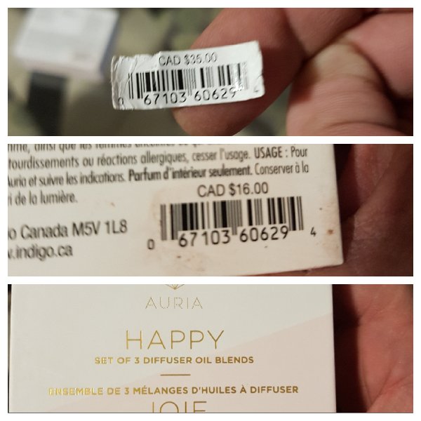 bigleafkev's tweet image. So @chaptersindigo I was removing the $35 cad price tag on a gift I purchased only to discover the real price below of $16 cad.  Same barcode and all. A mark up of over 100% is a little ridiculous dont you think??  #ripoff