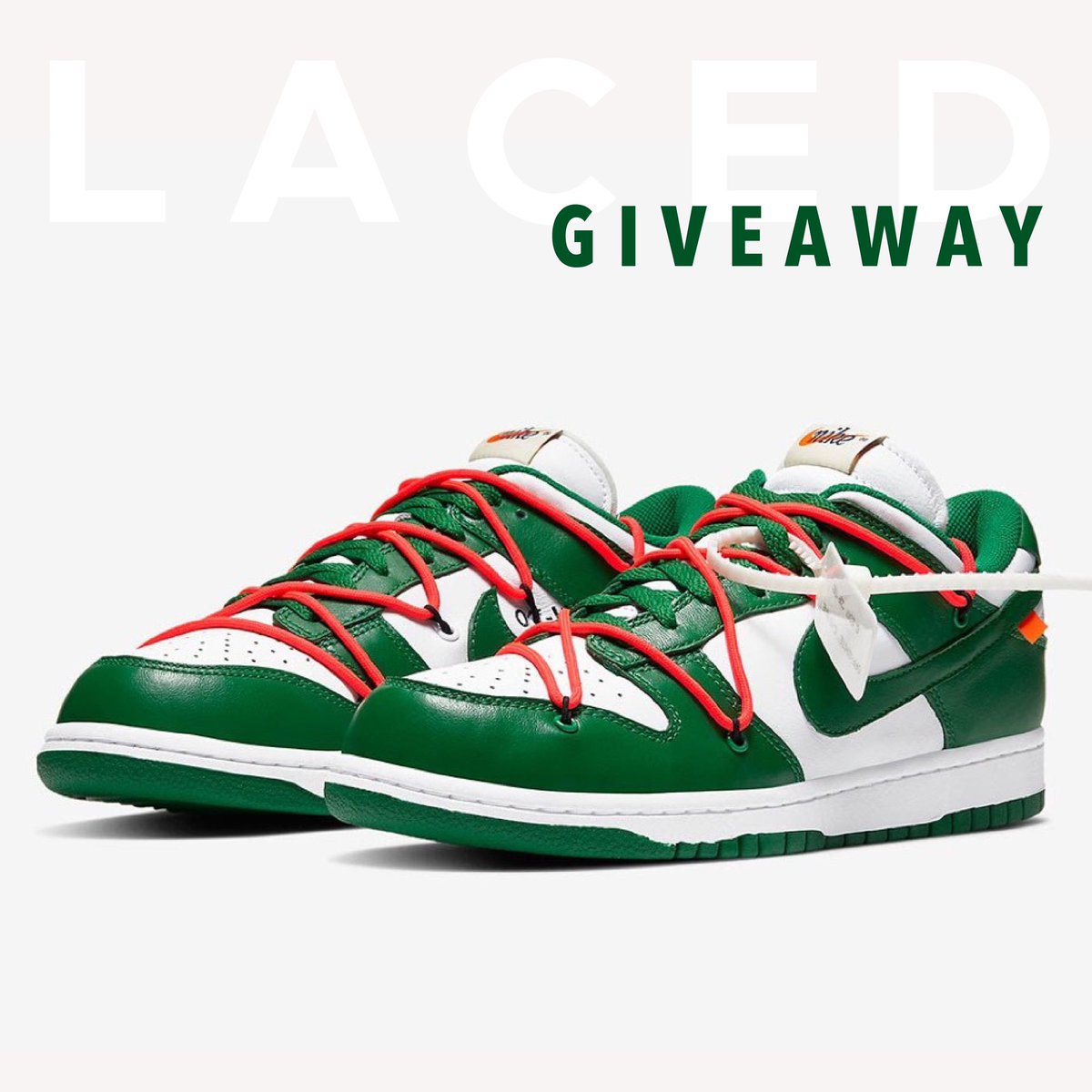 laced_app's tweet photo. Follow https://t.co/EQFE0JhIcX on Instagram for a chance to win #OffWhite Nike Dunks in your size. https://t.co/6AZX3Sfgak
