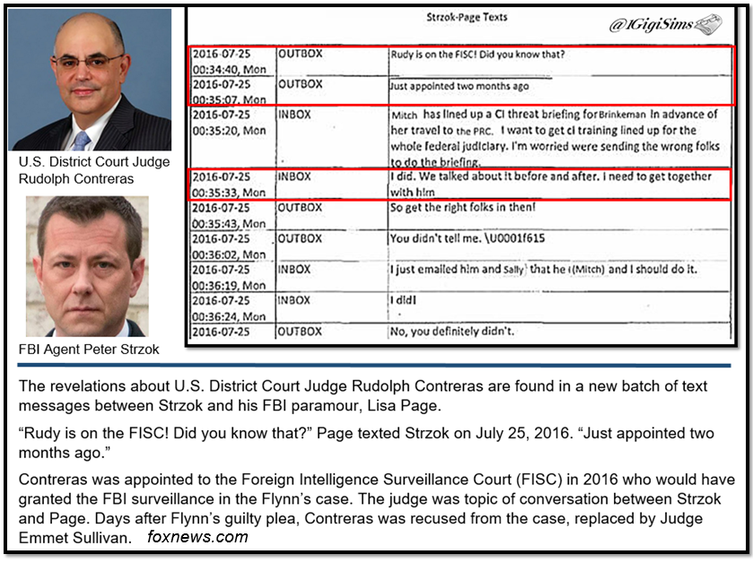 storyspinner's tweet photo. 5) So that led me to look at 4 FISC judges Collyer, Boasberg, Contreras & Jones. Contreras rang that little bell in my head (#DingFriesAreDone!). Strzok spoke of him in texts with Lisa Page https://t.co/upc5TVoH07