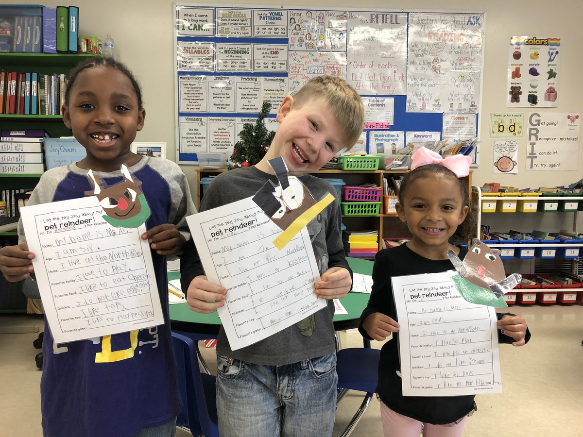 LauraSaey's tweet photo. First Grade Friends enjoyed writing about their “Pet Reindeer” during “Guided Write” time! #wearesteele https://t.co/oUXrdiykuX