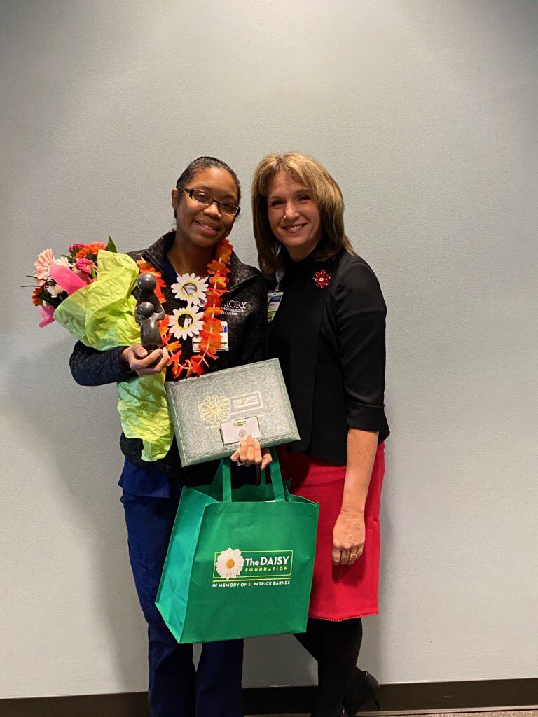 Celebrating an amazing Emory Ambulatory Nurse Chenae Robinson, RN Daisy winner from our Spine clinic!  #emorynursing #DAISYfoundation