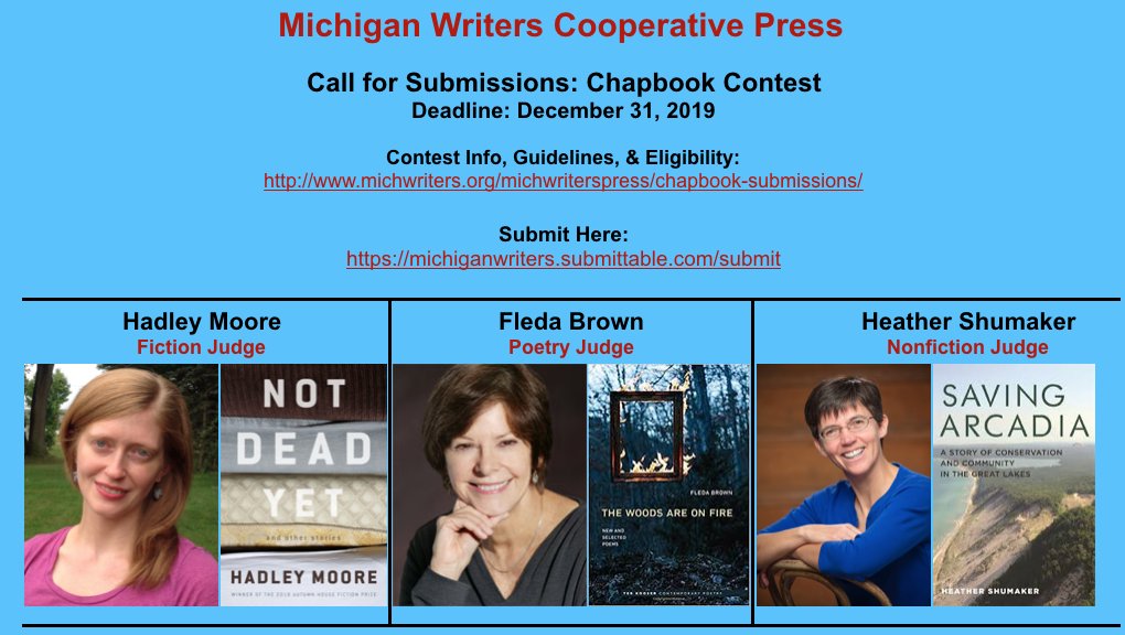 MichiganWriters's tweet photo. MW Co-op Press -- Chapbook Submissions Open Until 12/31 - https://t.co/cpK0hYIxL6 https://t.co/swD6G9edu0