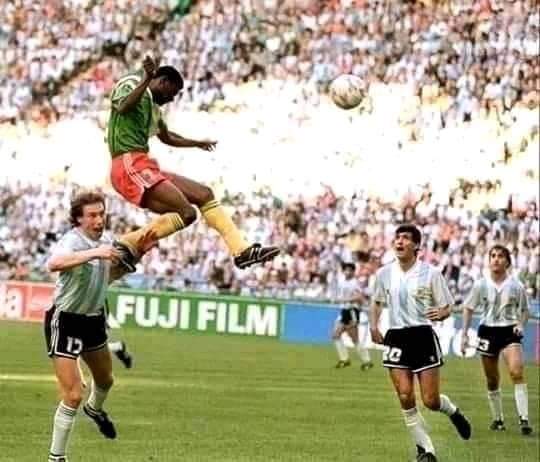 Oman Biyik Of Cameroon Scores Antigravity Header goal against Argentina