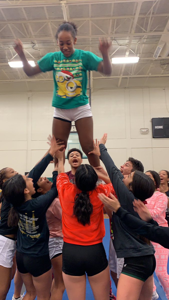 We had a great and fun practice this morning and our cheerleaders really got to bond with one another and try new things before heading into winter break. Hope everyone has a safe and Happy Holidays.
