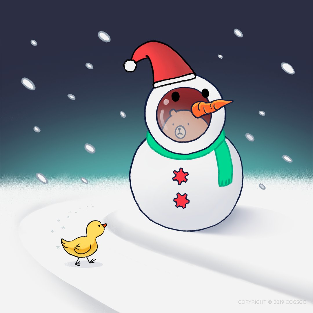 cogsgo's tweet image. ❄️⛄❄️
🐥 : There&apos;s something wrong with this snowman... 
.
.

#Cogsgo #Dak #DaknFriends #Merrychristmas #Christmas #snowman #illustration #digitalart #cartooning #xmas2019