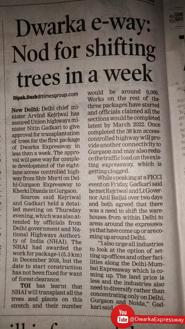 PrakharSahay's tweet photo. Thank U Sh @nitin_gadkari &amp; Sh. @ArvindKejriwal sir for taking the initiative to transplant trees instead of cutting them as promissed to us. This shows you are sensitive towards the environment. #DwarkaExpressWay will be a blessing for Delhi NCR in reduction of vehicular traffic https://t.co/2g8SlETdyM