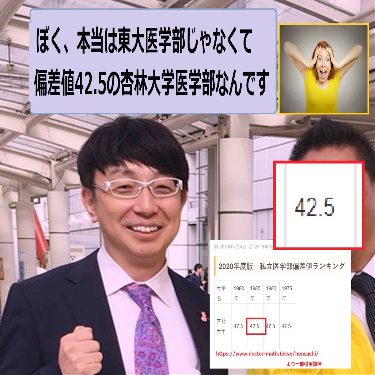 あのん 木下医師 じつは東大医学部卒は真っ赤なウソ 底辺私大の杏林大学 医学部卒 偏差値42 5 だった 東大というのは定員まで誰でも入れる大学院のほうだった ジャガー横田さんはパワハラを知っていたのだろうか