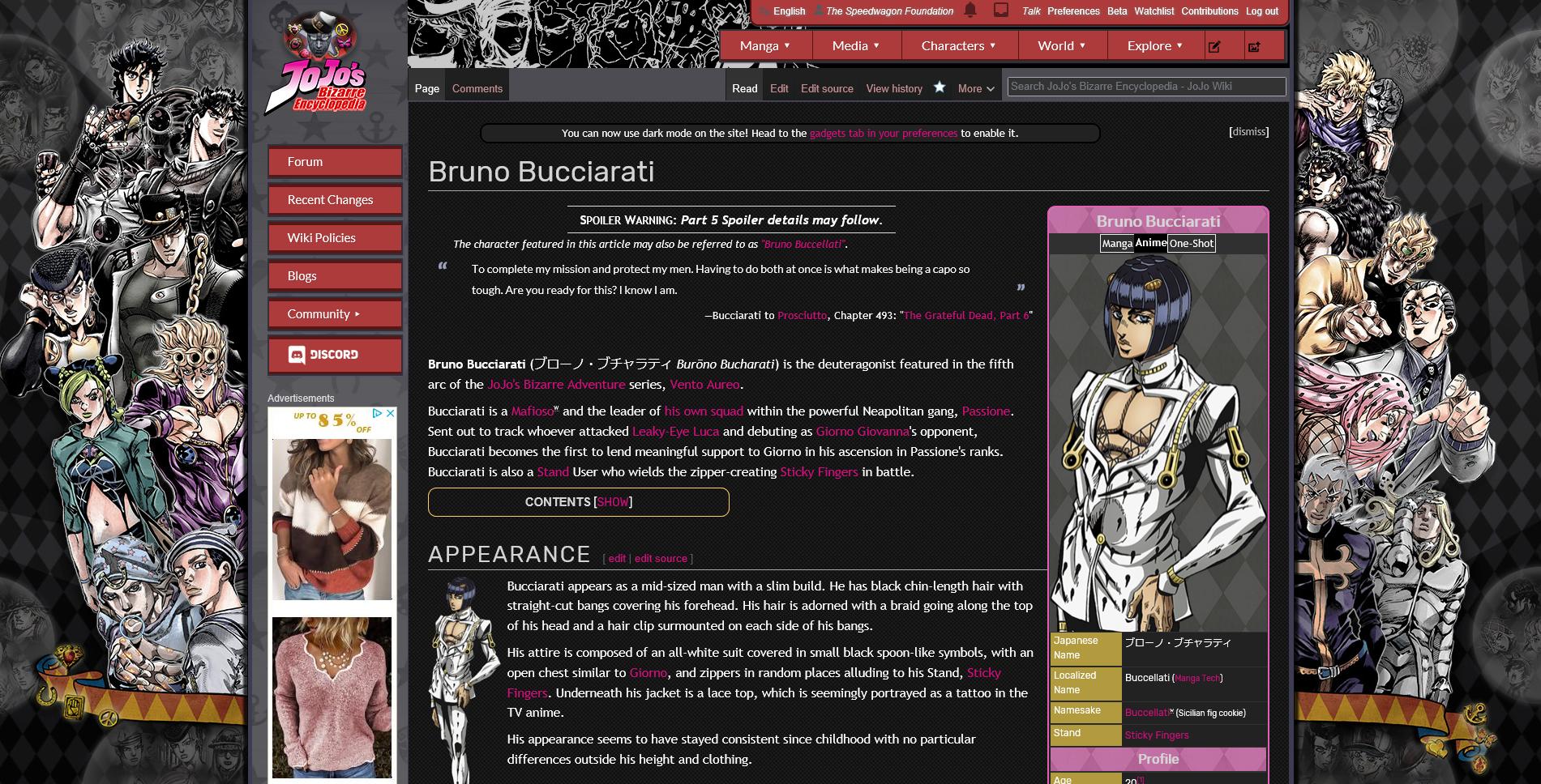 Vento Aureo - JoJo's Bizarre Encyclopedia