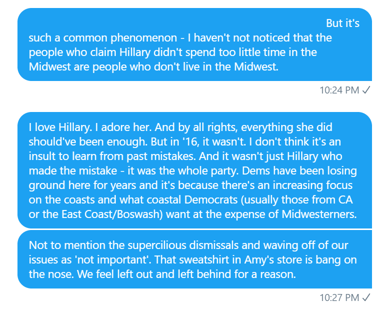 ourqueenrachel's tweet photo. I have a lot of Feelings about being dismissed, left behind, and ignored. #NotFlyoverCountry #AmyForAmerica https://t.co/9EP81wyWj5