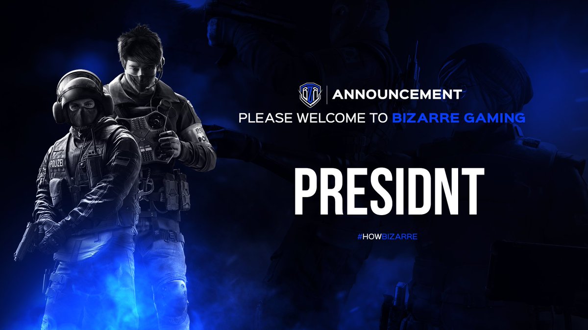 BizarreGamingGG's tweet photo. [#R6]

We are happy to announce that @PresidntR6 will be joining Bizarre Gaming as the 5th member of our core team! 👀

We can't wait to see the performances he has in his future matchups playing along side the BZR team 🙌🏽

Join us in welcoming him to the family! 🔥

#HowBizarre https://t.co/gHrPWxW2Bv