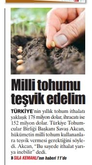 Türkiye, tarımın temel taşlarından tohumda ihracatçı konumda. Tohumcular Birliği, milli tohumu deneyen çiftçiye teşvik verilmesi durumunda, ithalatın yarıya düşebileceğine dikkat çekiyor. @akcan_savas @turktob #tohum #milli aydinlik.com.tr/milli-tohuma-t…